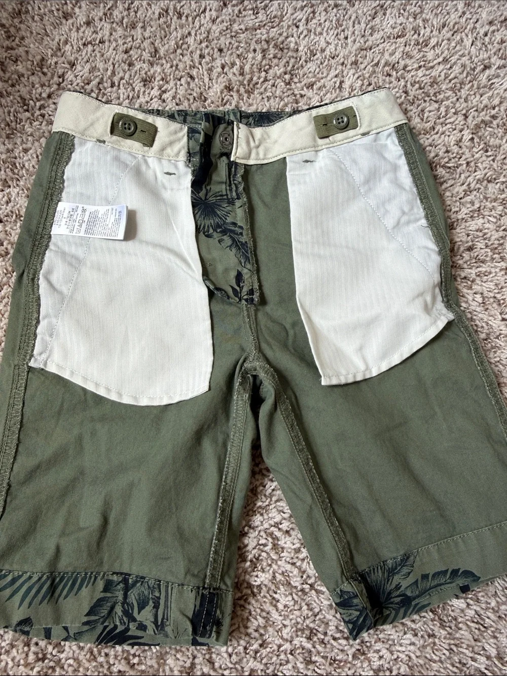 Old Navy Star Wars Green Cargo Shorts with Black Tropical Print